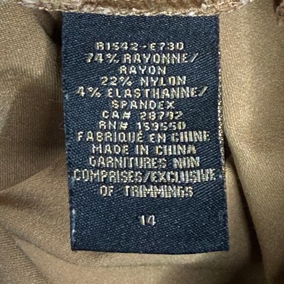 Renuar R1542 Cigarette Style Ankle Pant Brown Womens 14 Pull On Stretch Comfort - Picture 11 of 13